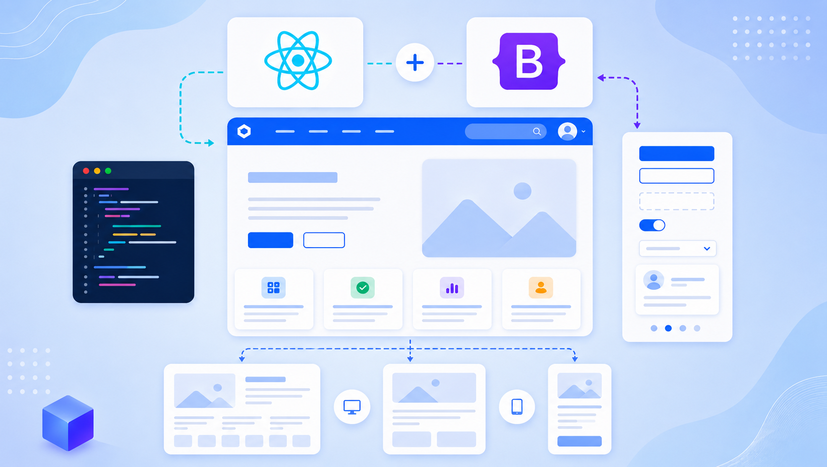 ReactJs with simple bootstrap template integration demo