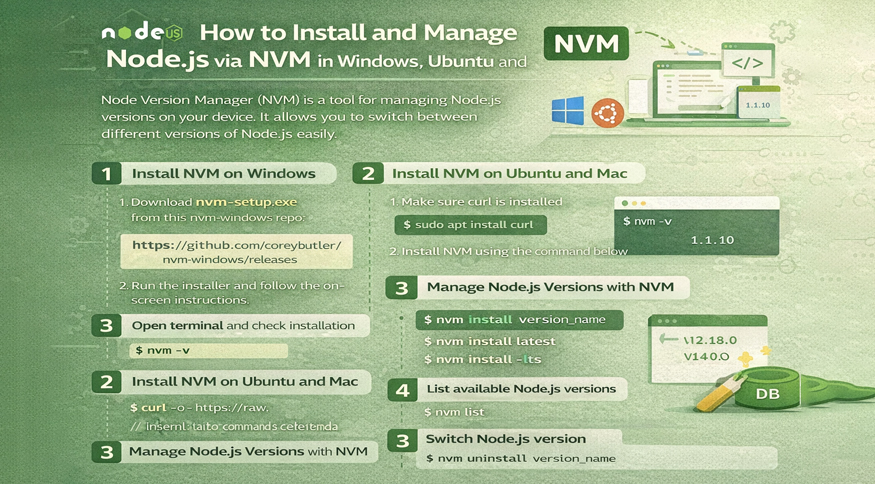 How to Install and Manage Node.js via NVM in Windows, Ubuntu and Mac