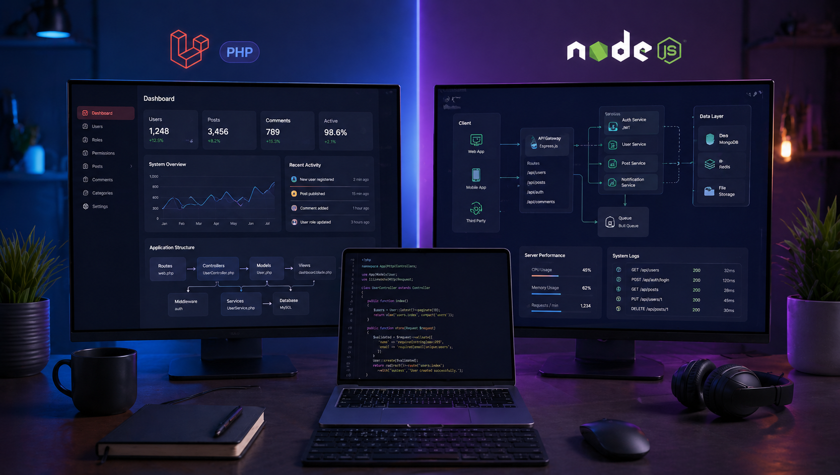 Laravel vs Node.js for Enterprise Backend: Complete 2026 Guide