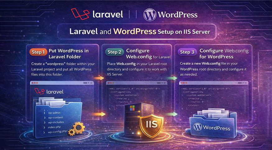 Laravel and wordpress setup on IIS server