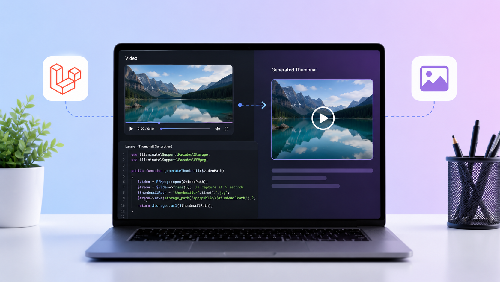 Generate Thumbnail from video in Laragon server using Laravel.