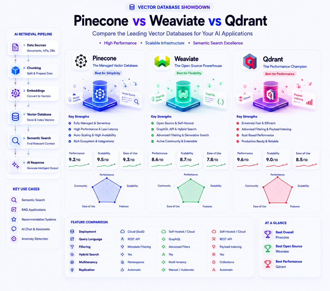 Best Vector Databases for AI Apps: Pinecone vs Weaviate vs Qdrant