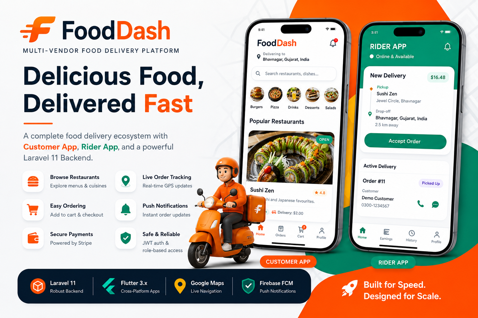FoodDash Customer & Rider Apps
